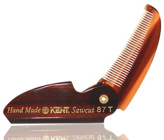 Kent 87T 2.4 Inch Men's Beard / Mustache Folding Pocket Comb. Saw-Cut